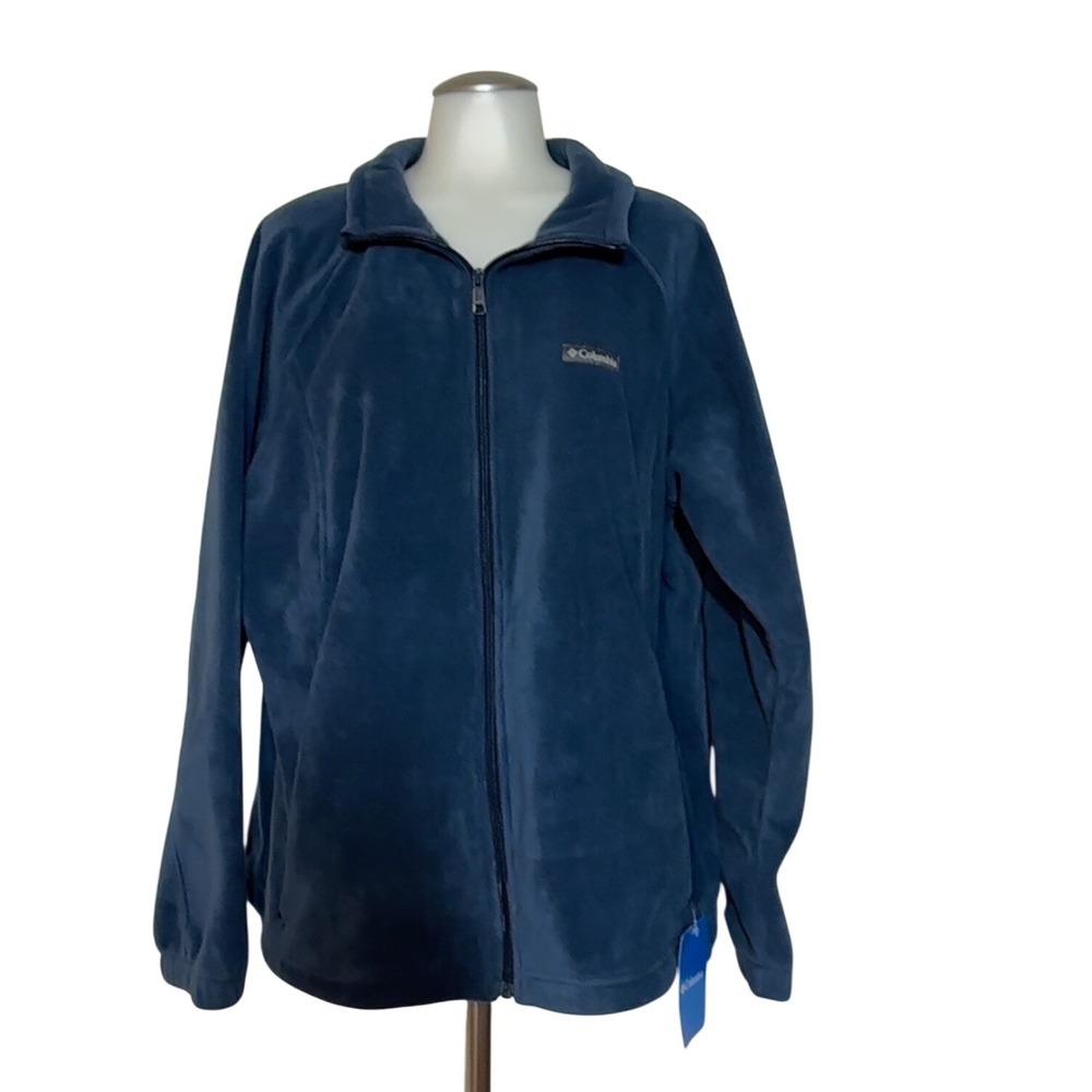 Columbia Sportswear Womens Fleece Jacket Full Zip Med Blue 2X
